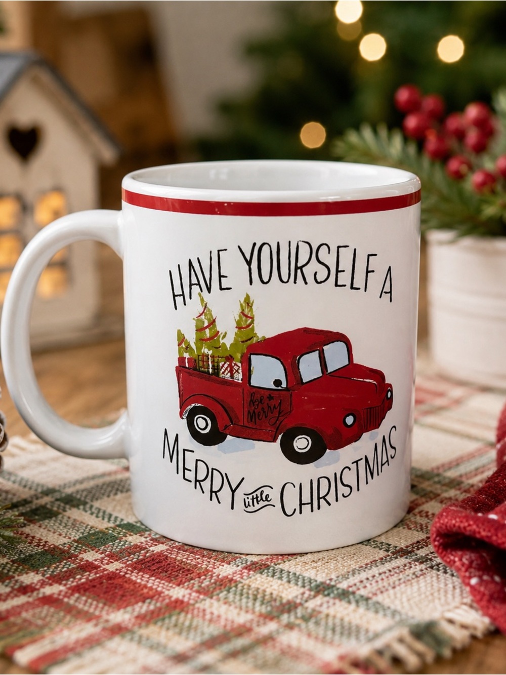 Royal Norfolk Red Truck Christmas Mug Merry Little Christmas Holiday Decor